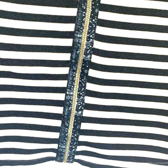 Abercrombie & Fitch Breton Stripe Shirt S Women’s Black White Zipper Nautical - Picture 4 of 5